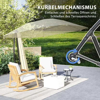 Cantilever Umbrella Aluminum Ø 260 cm Sunshade, Waterproof Crank Umbrella with Stand, Crank, Wind Protection, Adjustable Market Umbrella Tilt-able Garden Umbrella Sun Protection for Balcony Garden Terrace Beige
