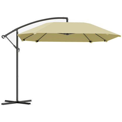 Cantilever Umbrella Aluminum Ø 260 cm Sunshade, Waterproof Crank Umbrella with Stand, Crank, Wind Protection, Adjustable Market Umbrella Tilt-able Garden Umbrella Sun Protection for Balcony Garden Terrace Beige