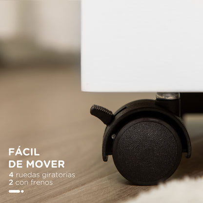 Bamboo Storage Cart Utility Cart with Wheels Kitchen Cart with 3 Baskets and Handle for Living Room Bathroom 28x18x75 cm White and Natural