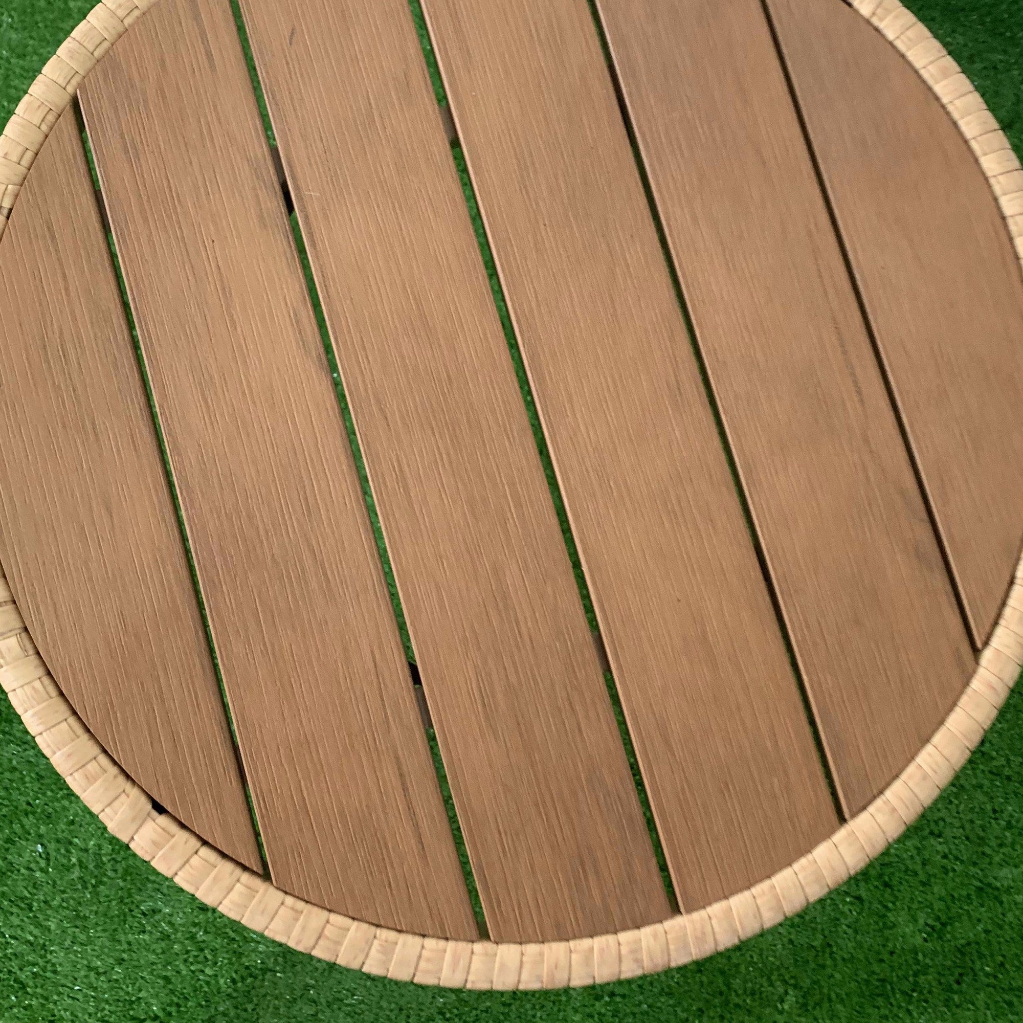 3-Piece Garden Furniture Set with 2 Chairs, 1 Round Center Table, and Cushions for Terrace Lawn Balcony Natural Wood