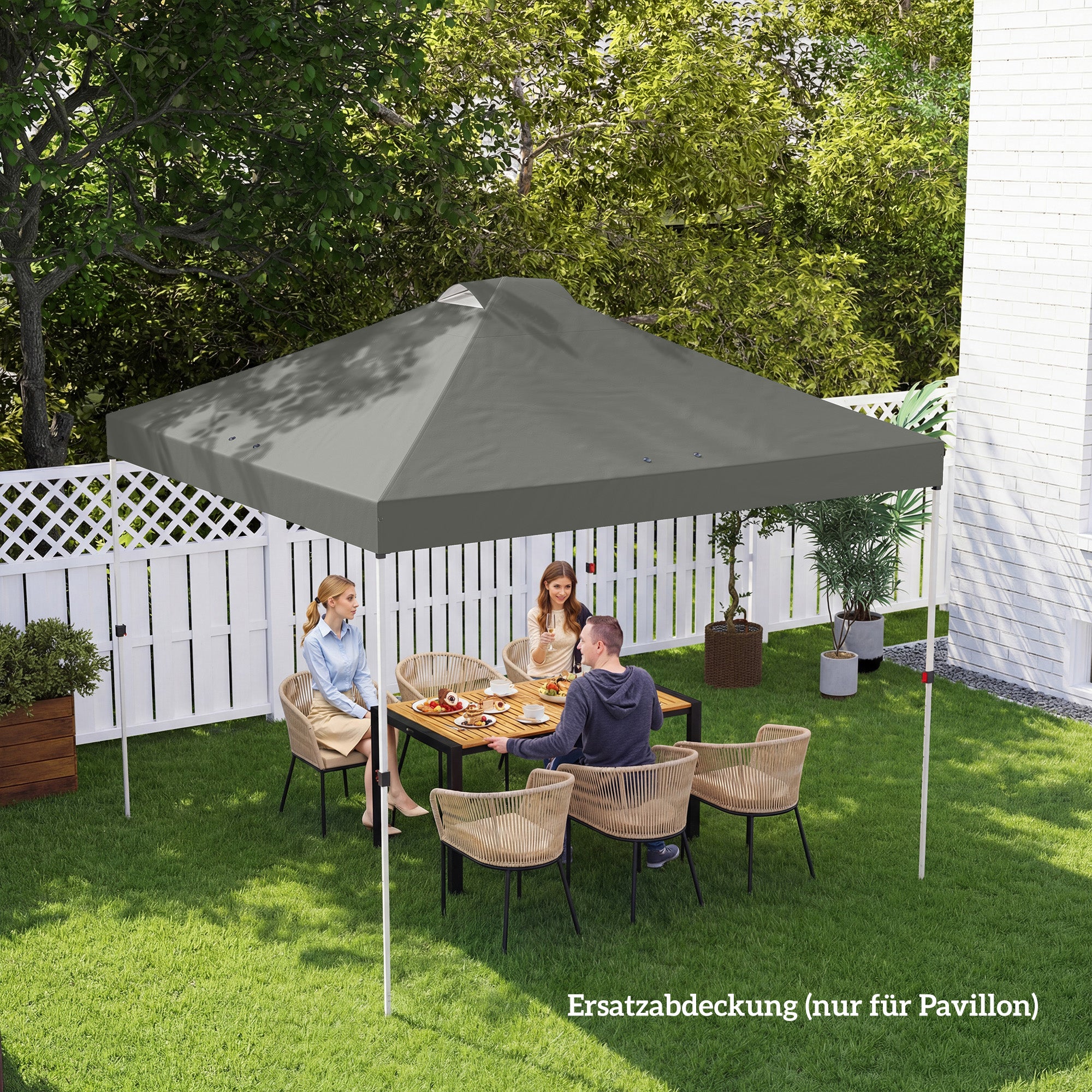 Replacement Canopy Top 10' x 10' (3 x 3 m) — UV50+ Waterproof, 8 Drain Holes — Light Gray