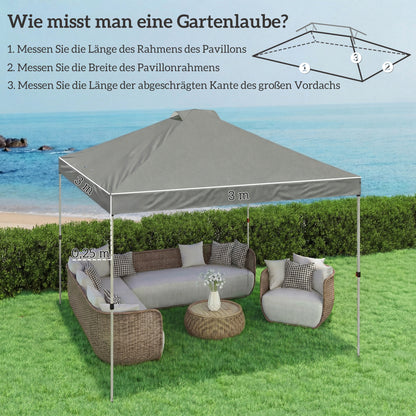 Replacement Canopy Top 10' x 10' (3 x 3 m) — UV50+ Waterproof, 8 Drain Holes — Light Gray