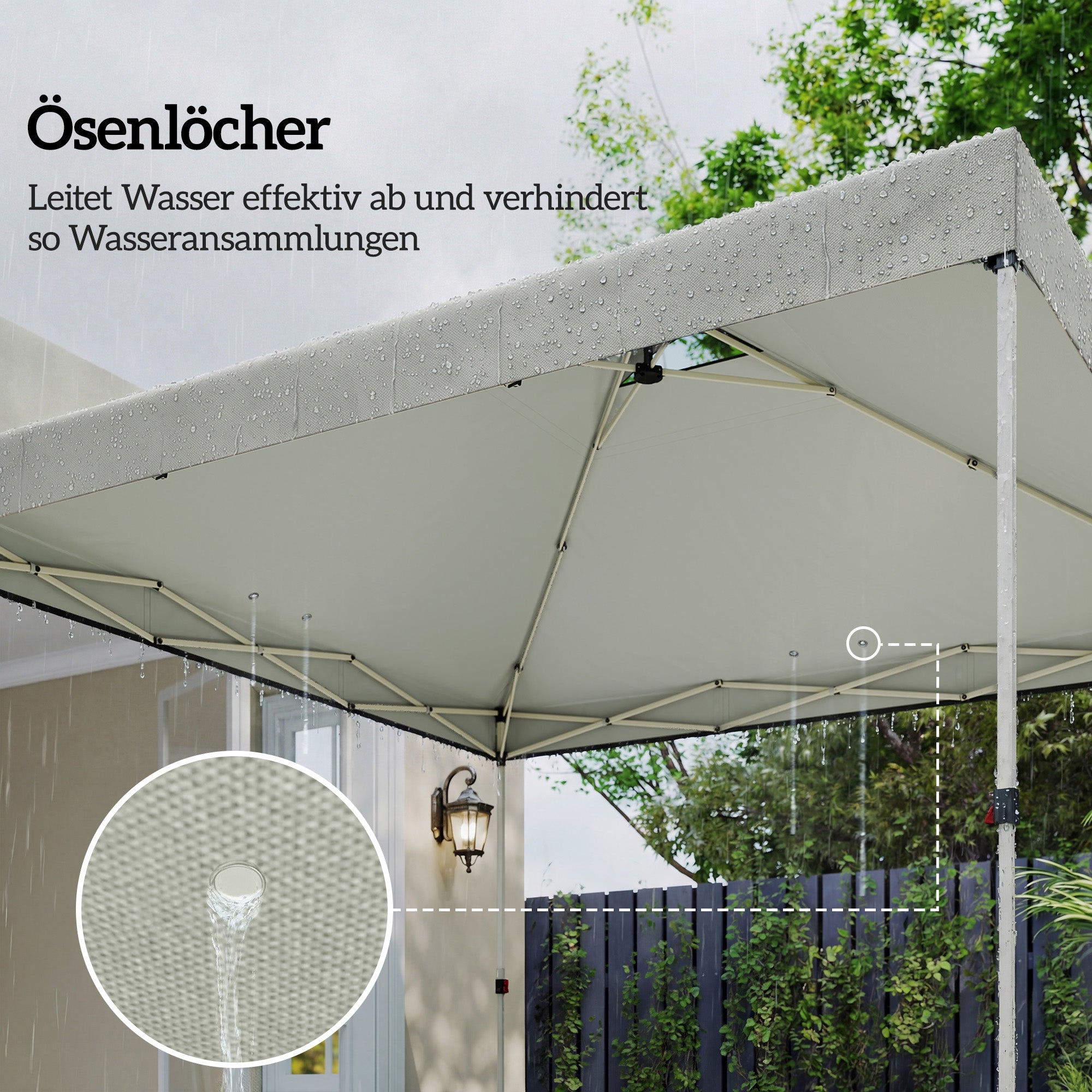 Replacement Canopy Top 10' x 10' (3 x 3 m) — UV50+ Waterproof, 8 Drain Holes — Light Gray
