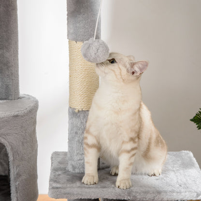 Cat Scratching Tree 240-260 cm Ceiling High Scratching Tree Large Climbing Tree Cat Scratching Post for Large Cats with Sisal Rope Light Gray