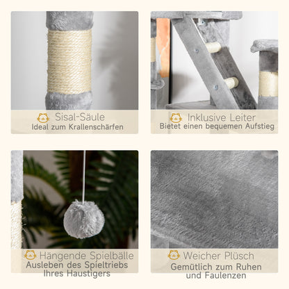 Cat Scratching Tree 240-260 cm Ceiling High Scratching Tree Large Climbing Tree Cat Scratching Post for Large Cats with Sisal Rope Light Gray