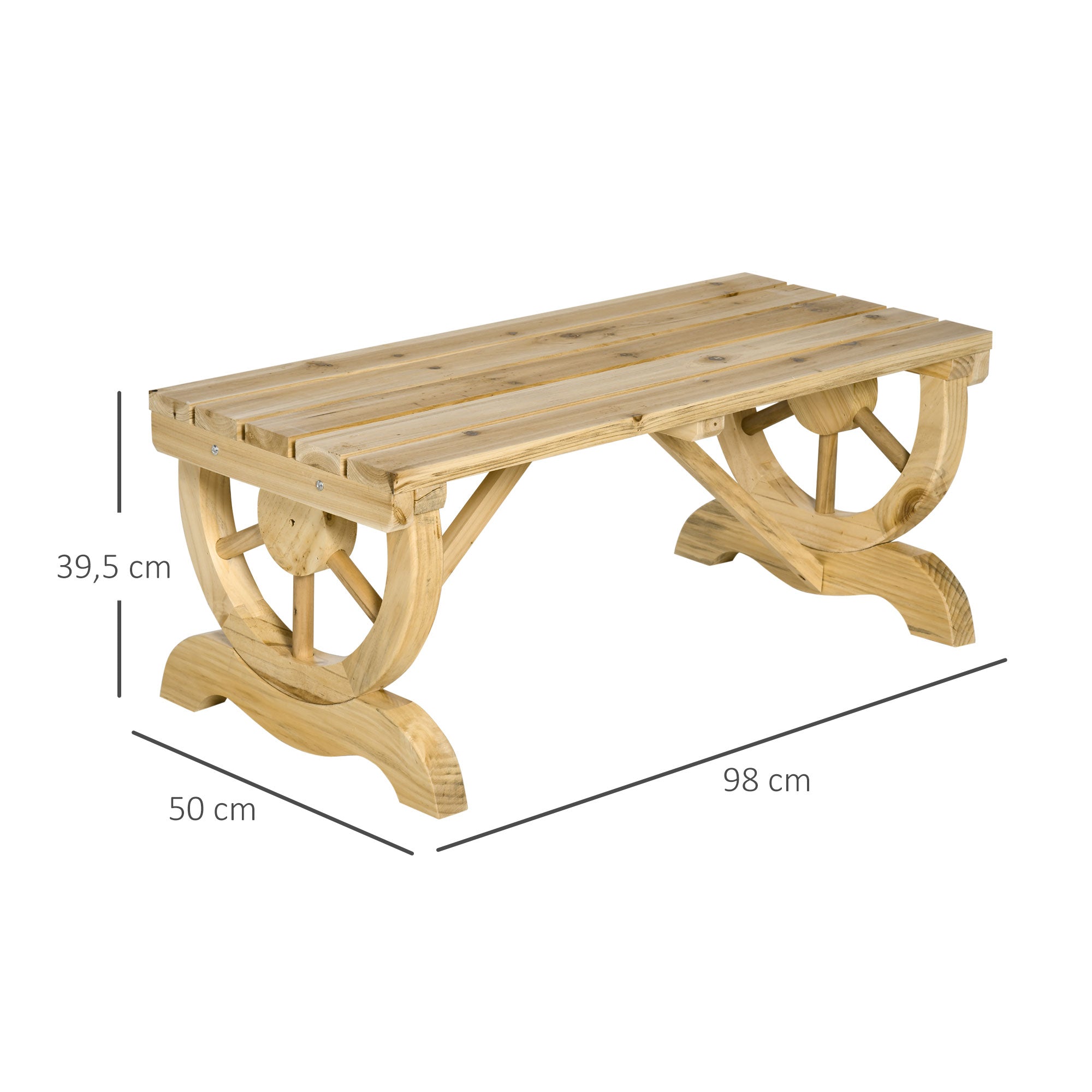 Garden Bench Wood Weatherproof Bench Rustic Outdoor Furniture Natural 98 x 50 x 39.5 cm