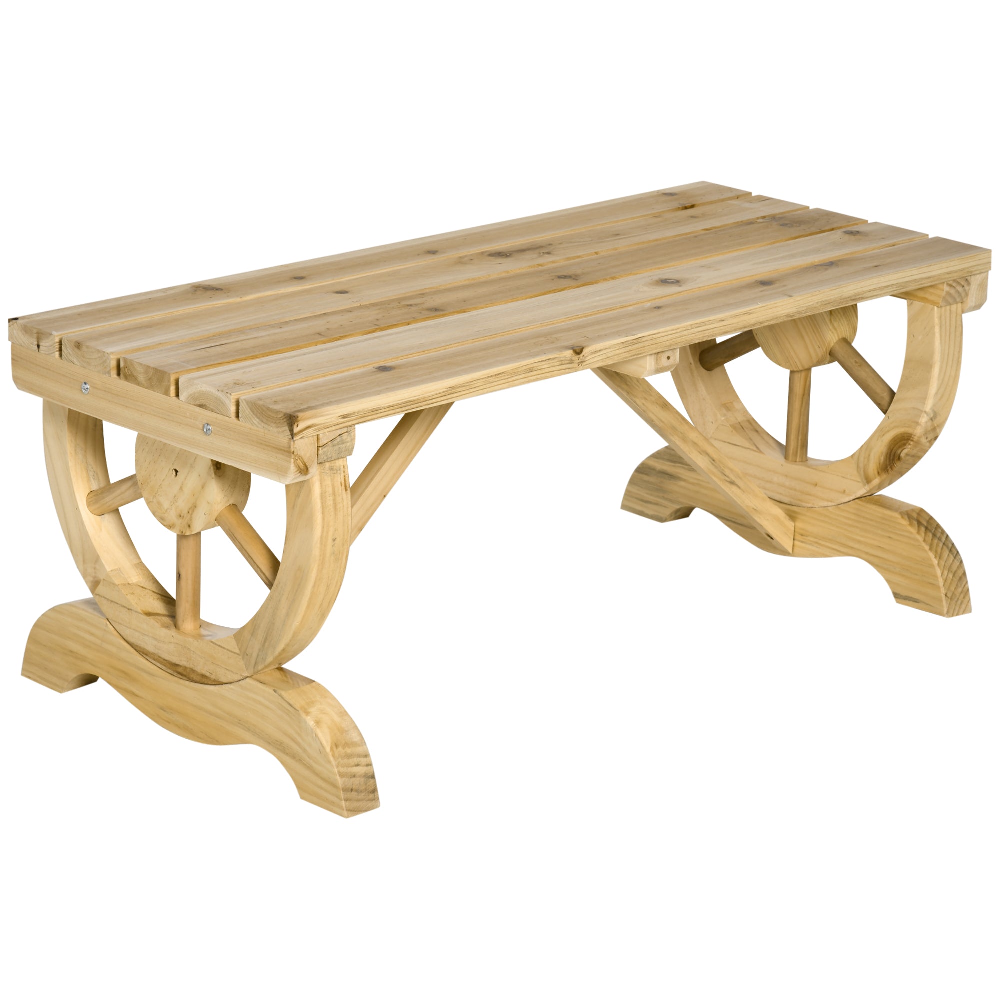 Garden Bench Wood Weatherproof Bench Rustic Outdoor Furniture Natural 98 x 50 x 39.5 cm