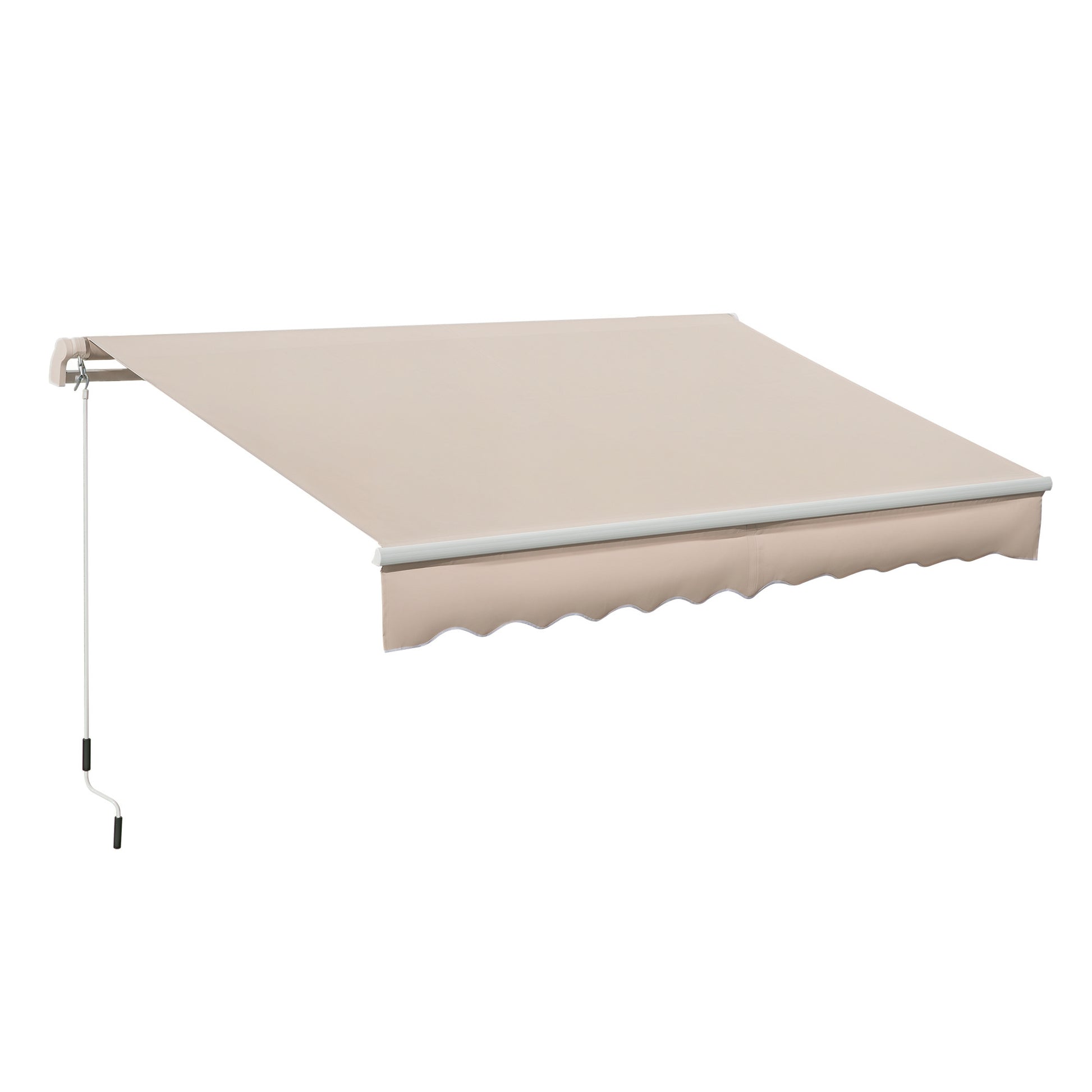 Manual Retractable Awning 295x200 cm Awning for Balcony with Metal Crank Waterproof and Anti-UV Exterior Roller Awning for Garden Terrace Windows Beige