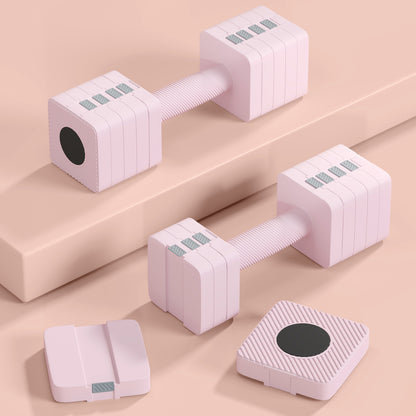 SPORTNOW Adjustable Dumbbells 10 kg Weight Set with Non-Slip Handle and Square Design Dumbbell Set for Home Gym Office Pink