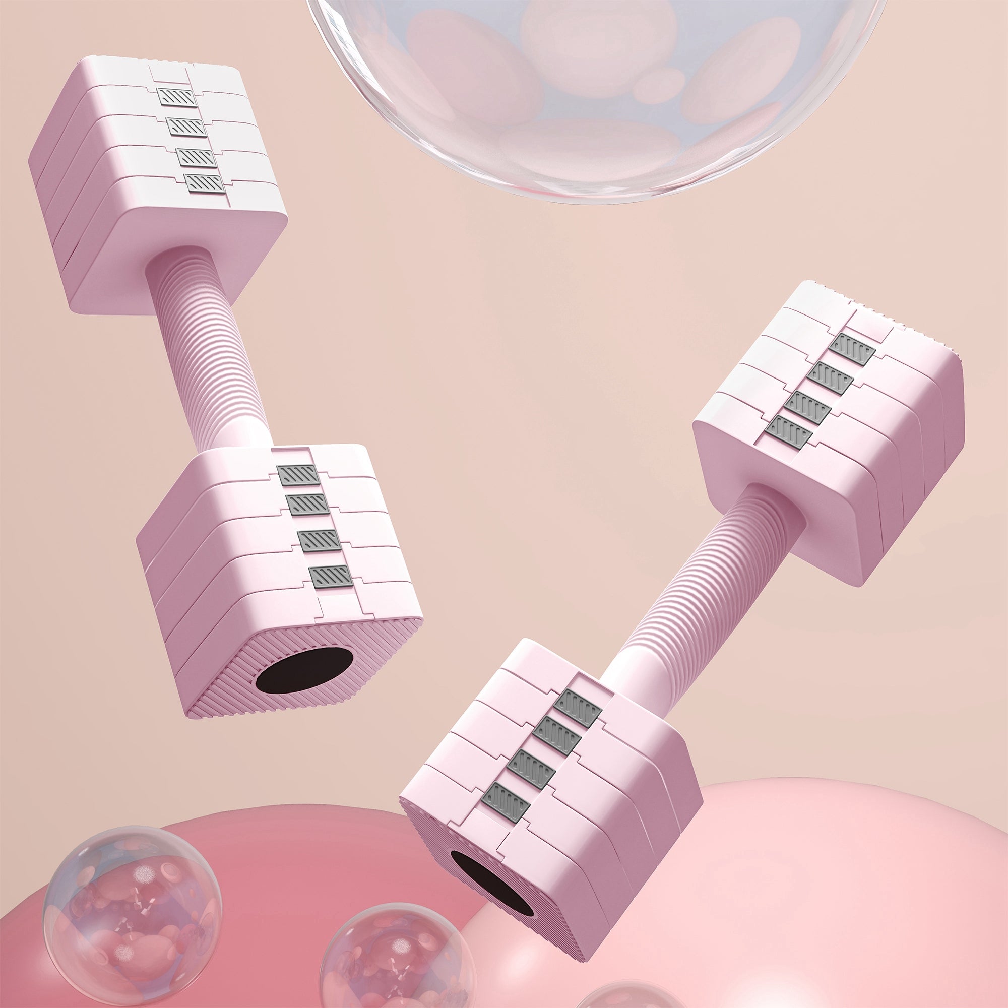 SPORTNOW Adjustable Dumbbells 10 kg Weight Set with Non-Slip Handle and Square Design Dumbbell Set for Home Gym Office Pink