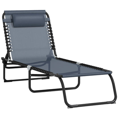 Folding Sun Lounger Garden Lounger, Recliner with 4-Position Adjustable Backrest, Weatherproof Camp Lounger up to 120 kg Load Capacity, for Garden Beach Pool, Gray