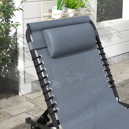 Folding Sun Lounger Garden Lounger, Recliner with 4-Position Adjustable Backrest, Weatherproof Camp Lounger up to 120 kg Load Capacity, for Garden Beach Pool, Gray