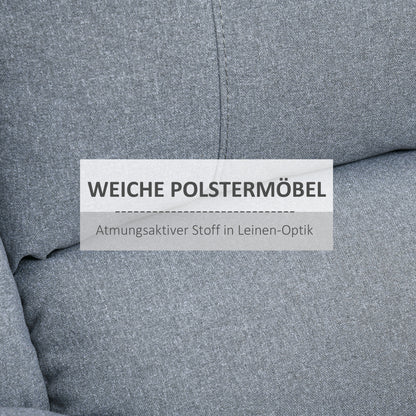 Manual Recliner TV Armchair with Reclining Function, Linen Look, TV Armchair with Side Handle, Footrest, up to 150 kg Load Capacity, for Living Room, Light Grey