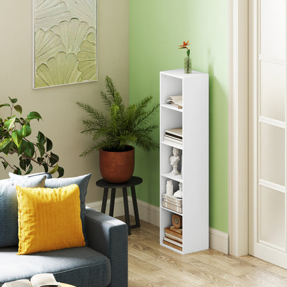 Bookcase, Shelving Unit with 5 Levels, Storage Rack with Adjustable Shelves for Living Room, Bedroom, White