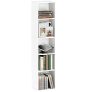 Bookcase, Shelving Unit with 5 Levels, Storage Rack with Adjustable Shelves for Living Room, Bedroom, White