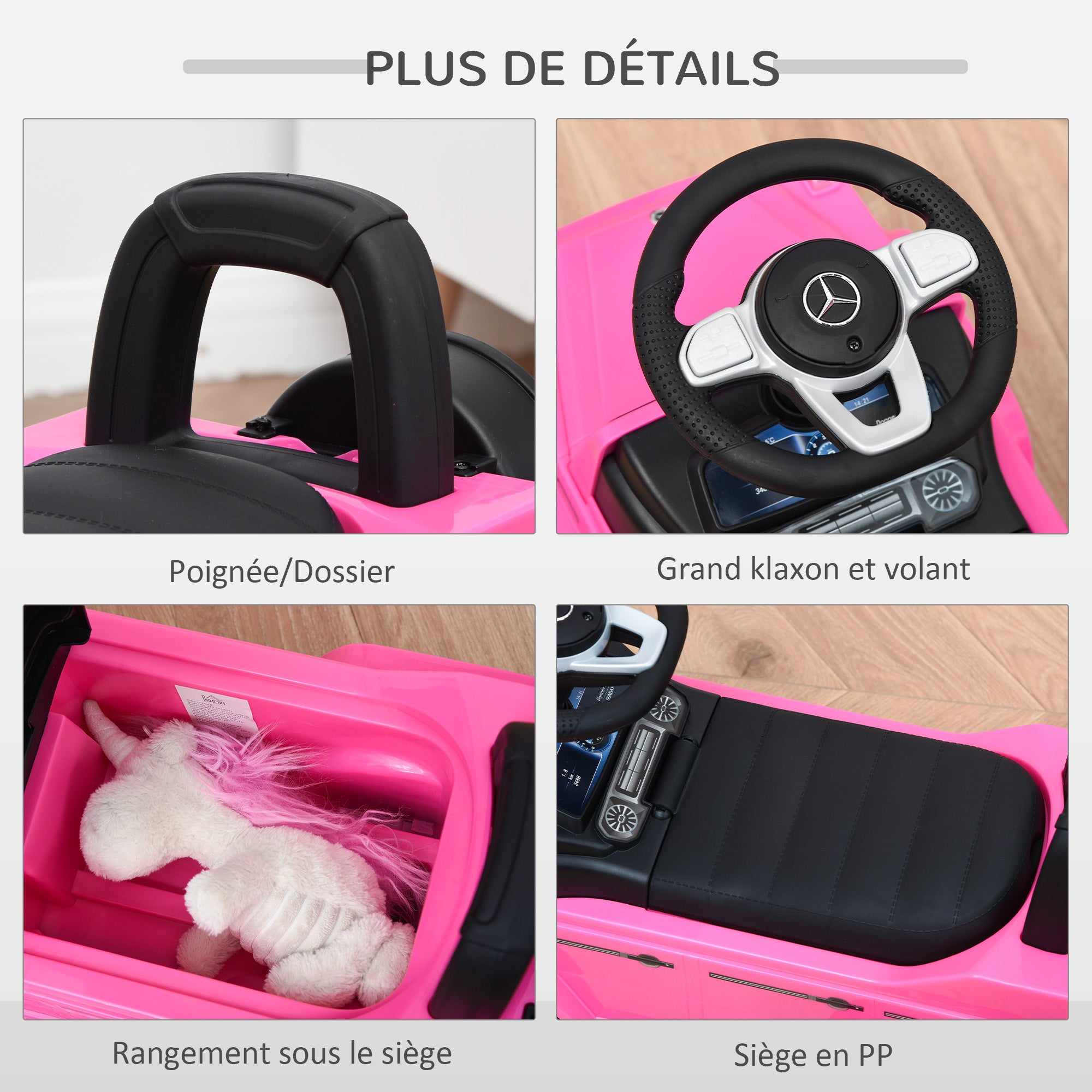 Mercedes Benz Licensed Children's Ride-On Truck Push Vehicle 12-36 Months Trunk Horn Lights Pink