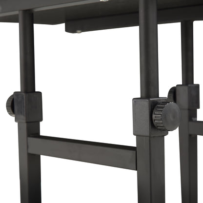 Side Table with Wheels 80x40 cm C-Shaped Sofa Table with Adjustable Height 3 Levels of 72-82 cm Metal Frame for Living Room Kitchen Black