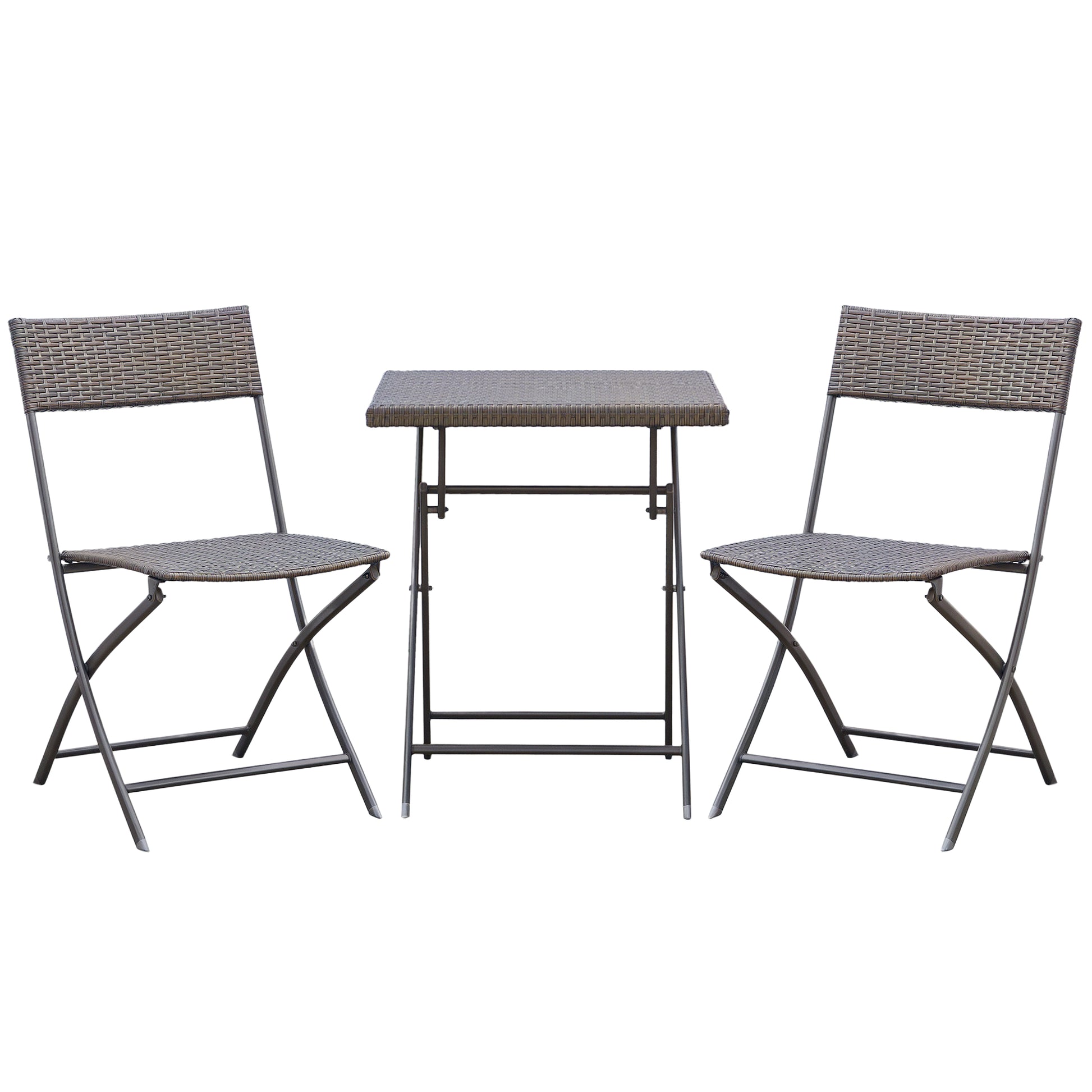 Polyrattan Garden Furniture Set, Outdoor Lounge Balcony Furniture for 2 Persons, 3-piece Seating Group, 2 Chairs, Table, Weatherproof Garden Lounge for Garden, Terrace, Balcony, Black