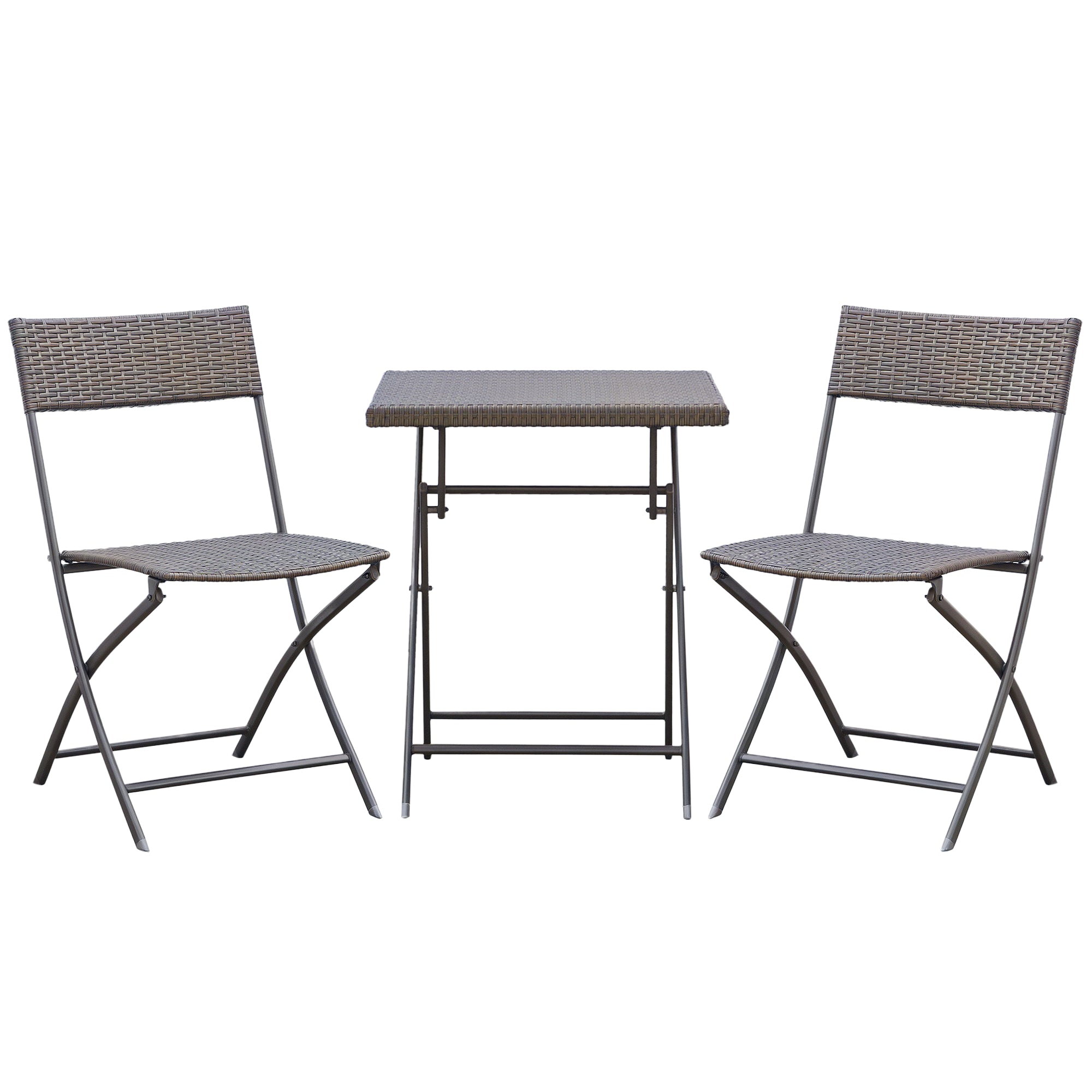 Polyrattan Garden Furniture Set, Outdoor Lounge Balcony Furniture for 2 Persons, 3-piece Seating Group, 2 Chairs, Table, Weatherproof Garden Lounge for Garden, Terrace, Balcony, Black