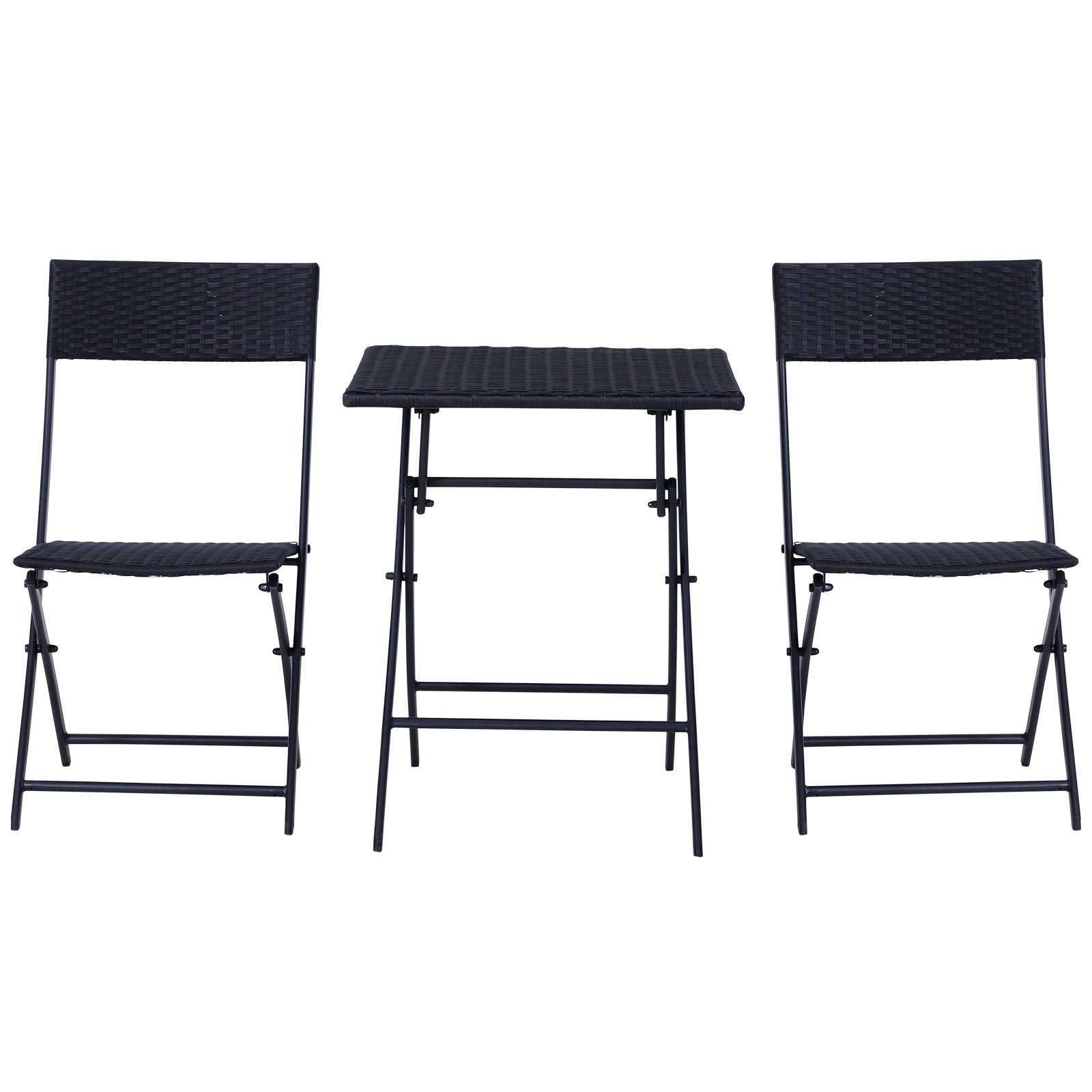 Polyrattan Garden Furniture Set, Outdoor Lounge Balcony Furniture for 2 Persons, 3-piece Seating Group, 2 Chairs, Table, Weatherproof Garden Lounge for Garden, Terrace, Balcony, Black