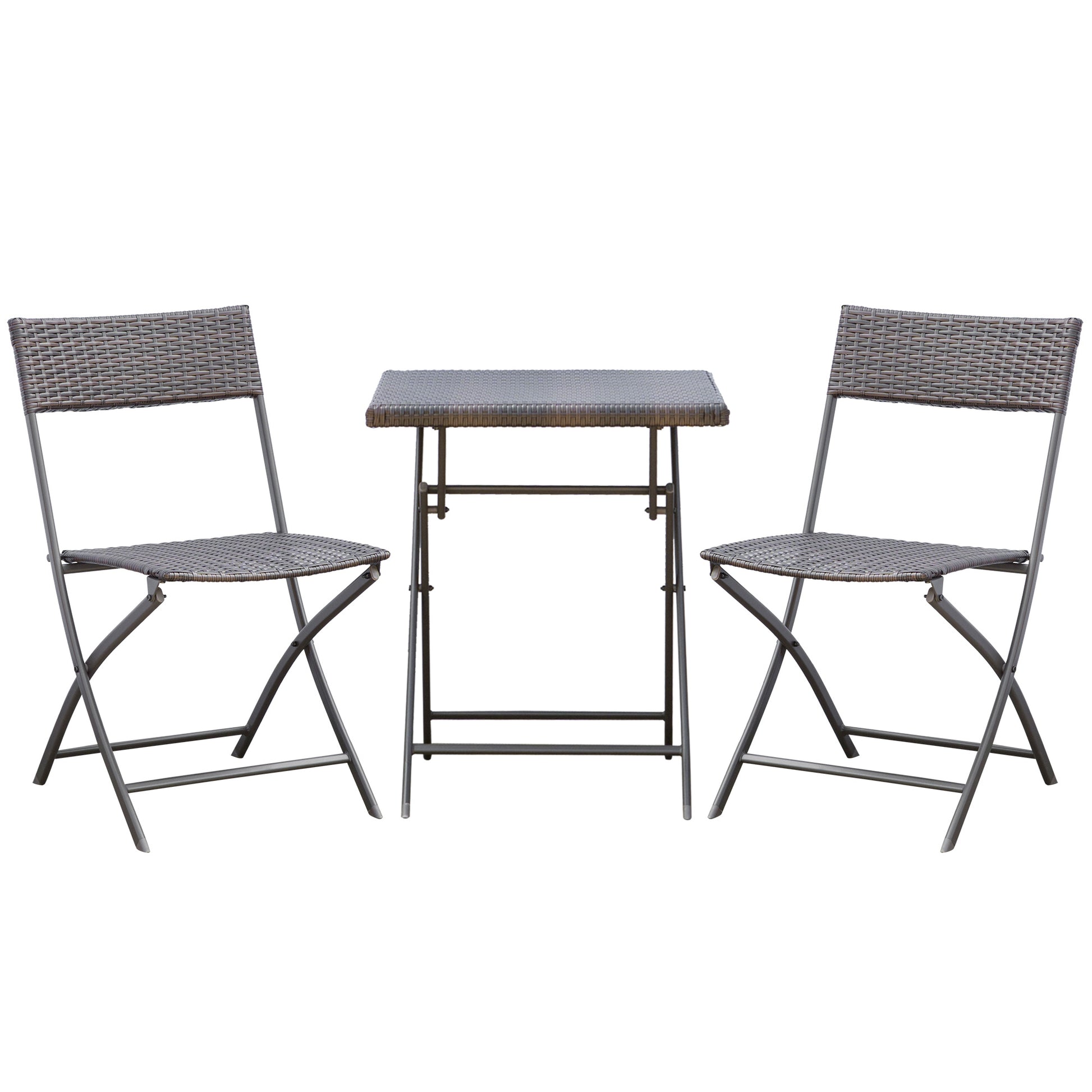 Polyrattan Garden Furniture Set, Outdoor Lounge Balcony Furniture for 2 Persons, 3-piece Seating Group, 2 Chairs, Table, Weatherproof Garden Lounge for Garden, Terrace, Balcony, Black