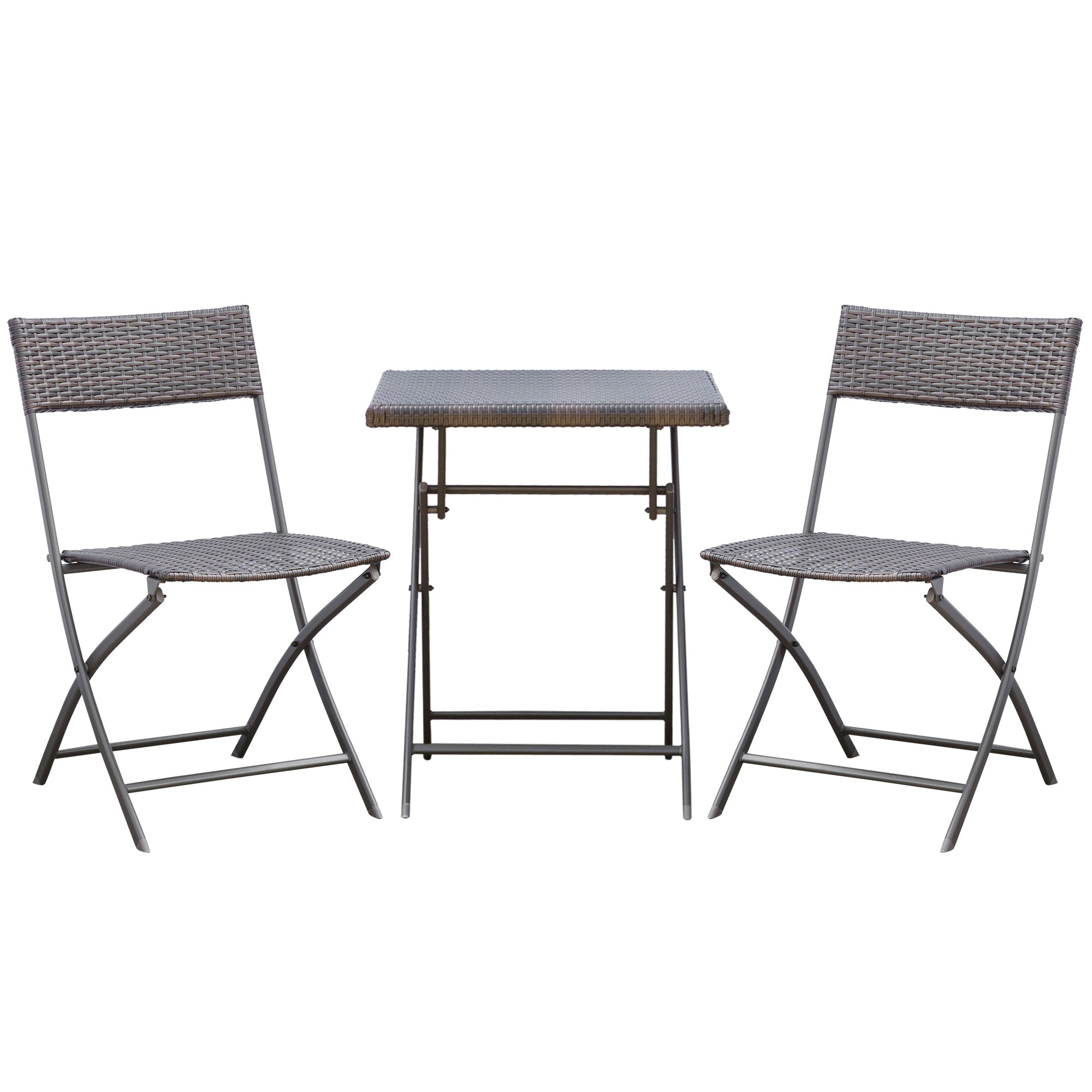 Polyrattan Garden Furniture Set, Outdoor Lounge Balcony Furniture for 2 Persons, 3-piece Seating Group, 2 Chairs, Table, Weatherproof Garden Lounge for Garden, Terrace, Balcony, Black