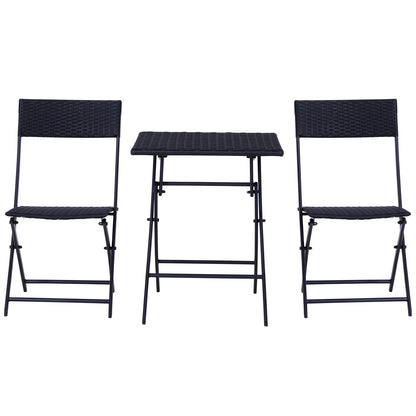 Polyrattan Garden Furniture Set, Outdoor Lounge Balcony Furniture for 2 Persons, 3-piece Seating Group, 2 Chairs, Table, Weatherproof Garden Lounge for Garden, Terrace, Balcony, Black