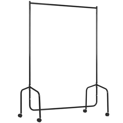 Clothing Rack with Wheels Solid Clothes Rail Coat Stand Load 140 Kg 120 x 60 x 170 cm in Black Steel