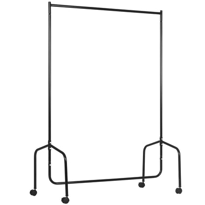 Clothing Rack with Wheels Solid Clothes Rail Coat Stand Load 140 Kg 120 x 60 x 170 cm in Black Steel
