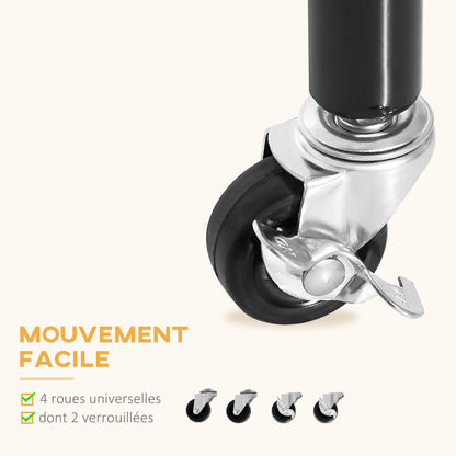 Clothing Rack with Wheels Solid Clothes Rail Coat Stand Load 140 Kg 120 x 60 x 170 cm in Black Steel