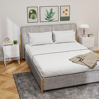 Pack of 2 Narrow Bedside Tables Bedroom Nightstands with 2 Push-Open Drawers and Steel Legs Modern Style 40x30x55 cm White