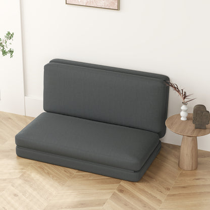 3-in-1 Foldable Floor Sofa Bed with Velvet-Like Cover, Padded Sofa Bed Load Capacity up to 240 kg for Bedroom, Living Room, Dark Gray