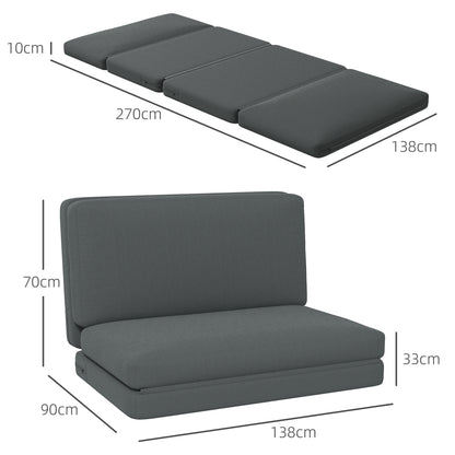 3-in-1 Foldable Floor Sofa Bed with Velvet-Like Cover, Padded Sofa Bed Load Capacity up to 240 kg for Bedroom, Living Room, Dark Gray