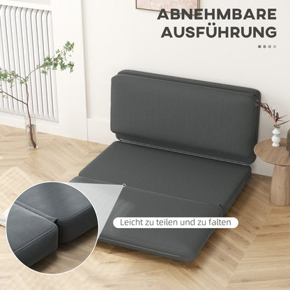 3-in-1 Foldable Floor Sofa Bed with Velvet-Like Cover, Padded Sofa Bed Load Capacity up to 240 kg for Bedroom, Living Room, Dark Gray