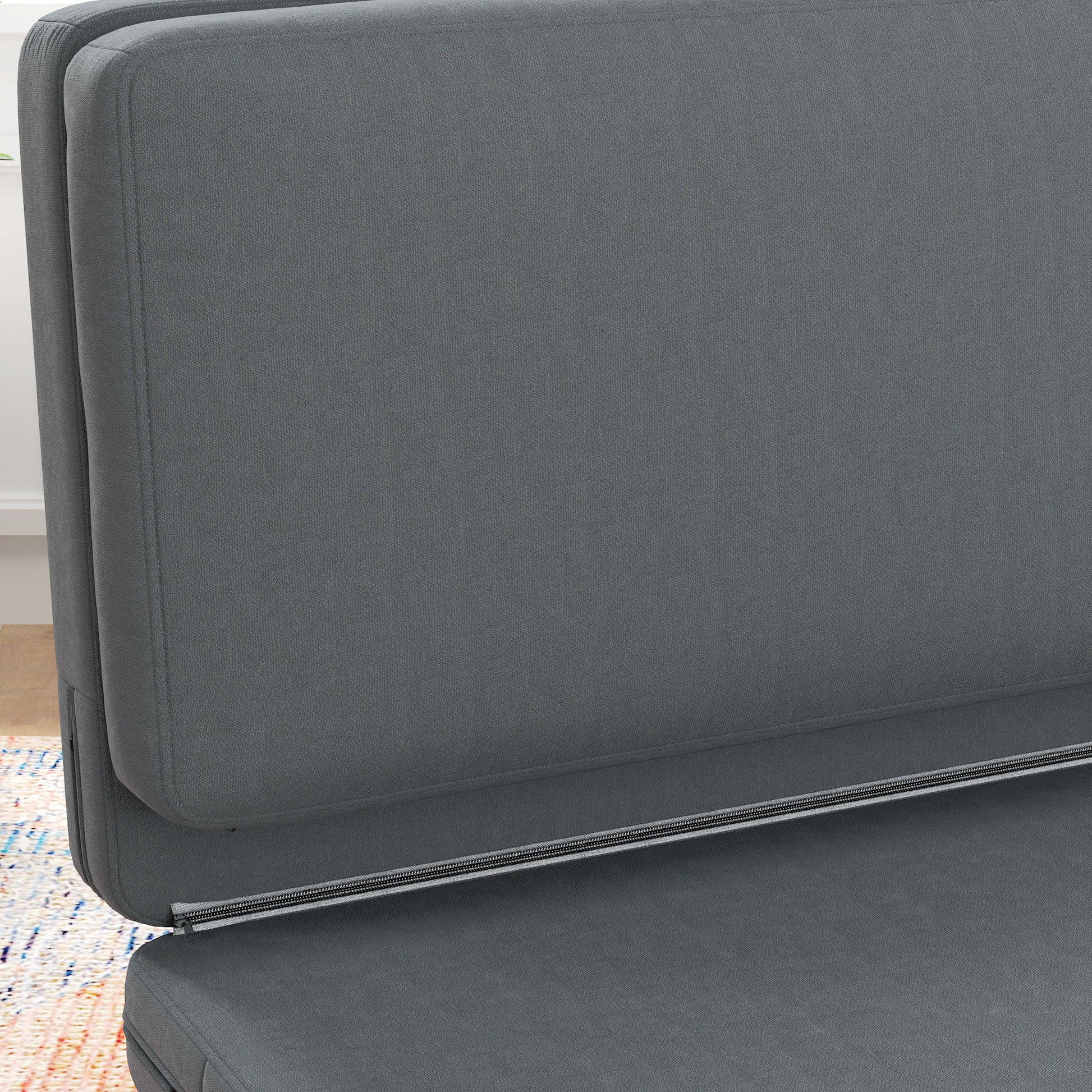 3-in-1 Foldable Floor Sofa Bed with Velvet-Like Cover, Padded Sofa Bed Load Capacity up to 240 kg for Bedroom, Living Room, Dark Gray