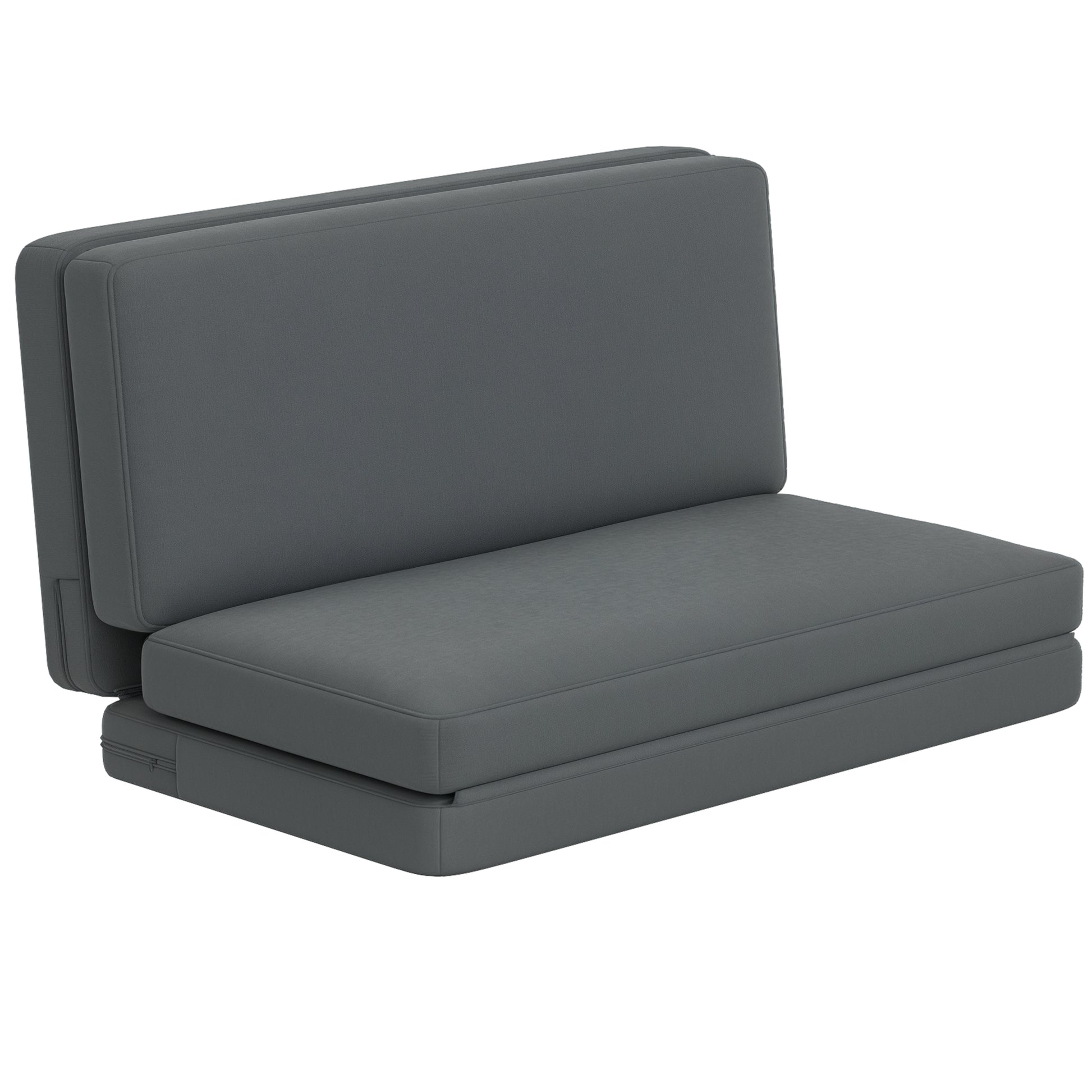 3-in-1 Foldable Floor Sofa Bed with Velvet-Like Cover, Padded Sofa Bed Load Capacity up to 240 kg for Bedroom, Living Room, Dark Gray