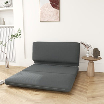 3-in-1 Foldable Floor Sofa Bed with Velvet-Like Cover, Padded Sofa Bed Load Capacity up to 240 kg for Bedroom, Living Room, Dark Gray