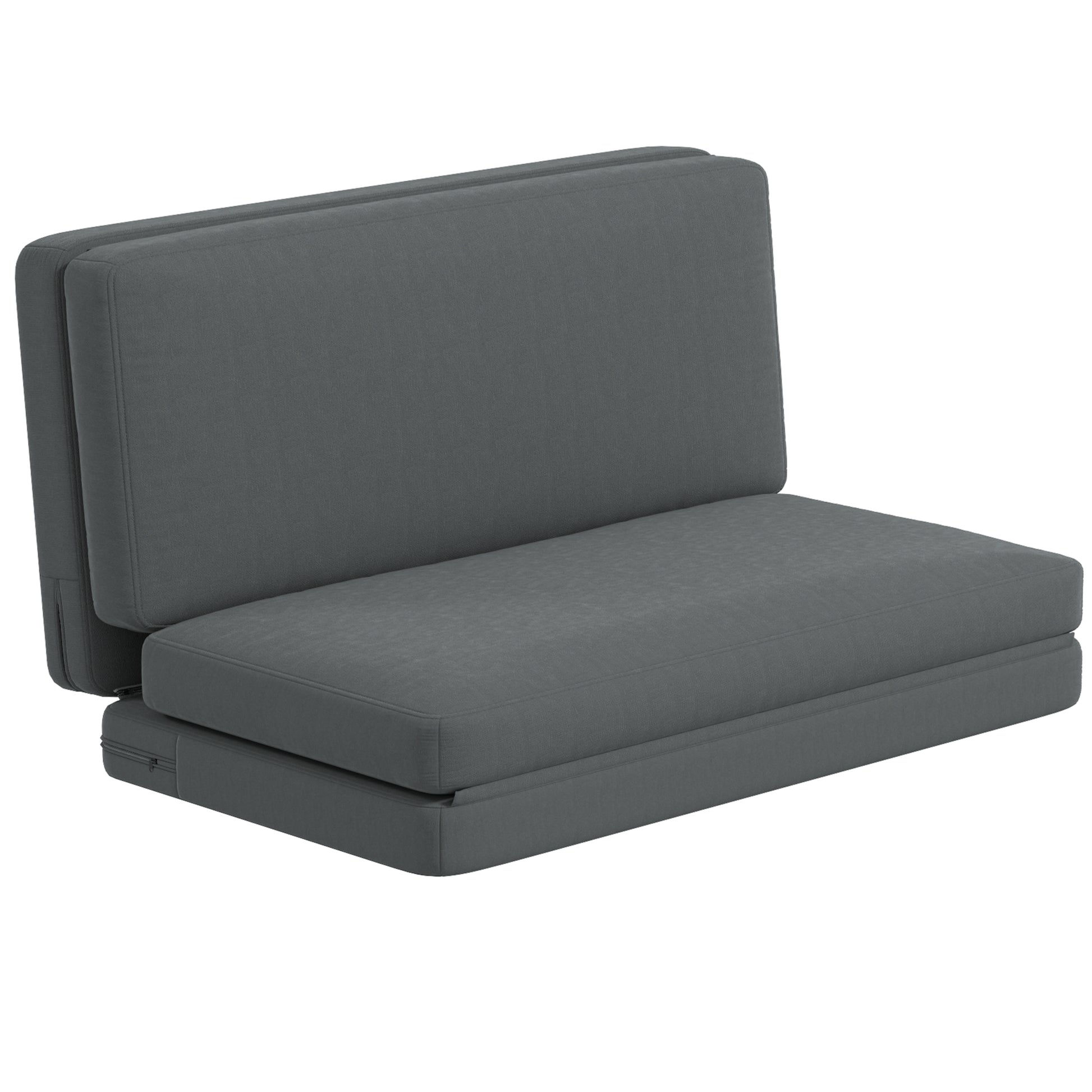 3-in-1 Foldable Floor Sofa Bed with Velvet-Like Cover, Padded Sofa Bed Load Capacity up to 240 kg for Bedroom, Living Room, Dark Gray
