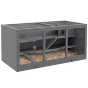 Wooden Hamster Cage 3 Levels Rodent Cage with Removable Tray Small Animal Cage with Folding Lid Stairs Wooden Cage Cage for Hamster Dwarf Hamster 115 x 57 x 55 cm Grey