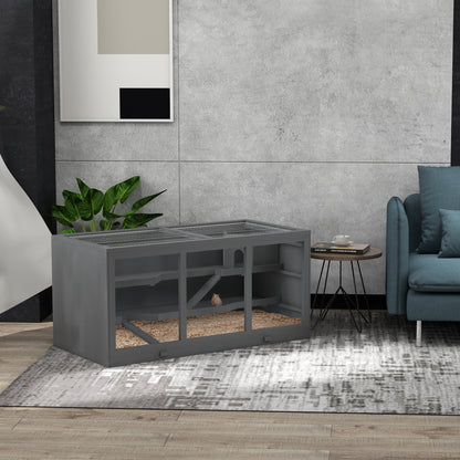 Wooden Hamster Cage 3 Levels Rodent Cage with Removable Tray Small Animal Cage with Folding Lid Stairs Wooden Cage Cage for Hamster Dwarf Hamster 115 x 57 x 55 cm Grey