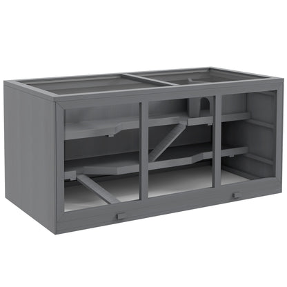 Wooden Hamster Cage 3 Levels Rodent Cage with Removable Tray Small Animal Cage with Folding Lid Stairs Wooden Cage Cage for Hamster Dwarf Hamster 115 x 57 x 55 cm Grey