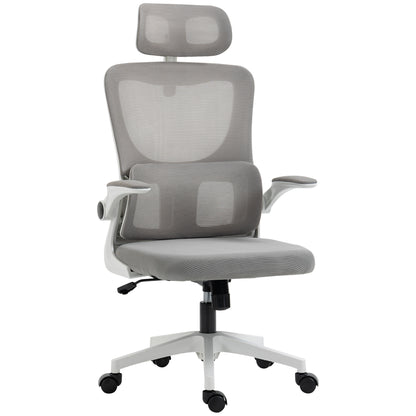 Ergonomic Office Chair, Desk Chair with Adjustable Armrest, Headrest, Tilt Function, Height Adjustable Swivel Chair, Computer Chair with Lumbar Support, Mesh, Gray