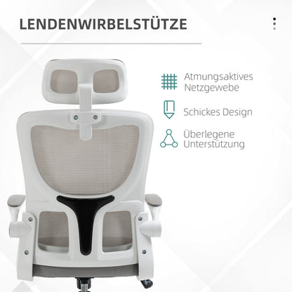 Ergonomic Office Chair, Desk Chair with Adjustable Armrest, Headrest, Tilt Function, Height Adjustable Swivel Chair, Computer Chair with Lumbar Support, Mesh, Gray