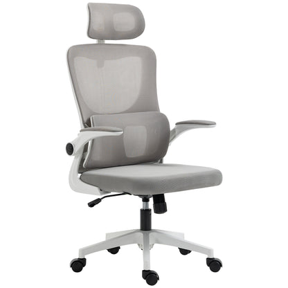 Ergonomic Office Chair, Desk Chair with Adjustable Armrest, Headrest, Tilt Function, Height Adjustable Swivel Chair, Computer Chair with Lumbar Support, Mesh, Gray