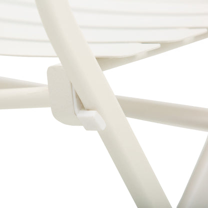 White Steel Folding Garden Table with Chairs, 3 Piece Set for Balcony, Terrace, Outdoor