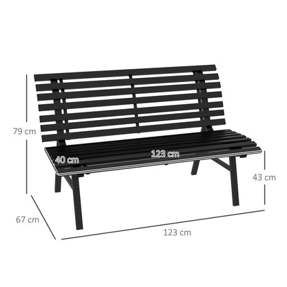 2-Seater Aluminum Garden Bench, Weatherproof Bench, UV-Resistant Garden Furniture with Louvre Design, Park Bench 240kg Load Capacity, Balcony Bench for Balcony Terrace, Garden, 123x67x79cm, Black