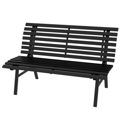 2-Seater Aluminum Garden Bench, Weatherproof Bench, UV-Resistant Garden Furniture with Louvre Design, Park Bench 240kg Load Capacity, Balcony Bench for Balcony Terrace, Garden, 123x67x79cm, Black