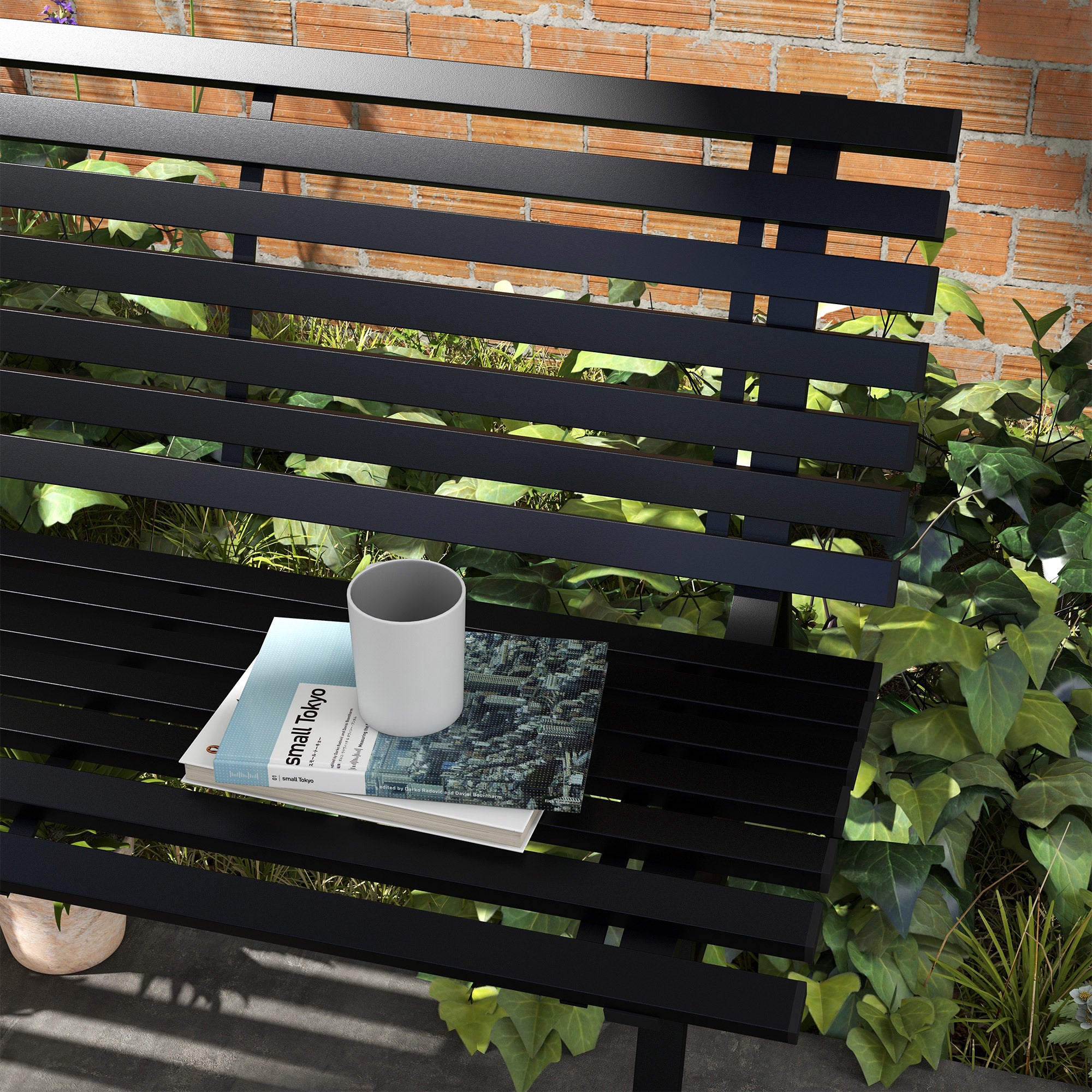 2-Seater Aluminum Garden Bench, Weatherproof Bench, UV-Resistant Garden Furniture with Louvre Design, Park Bench 240kg Load Capacity, Balcony Bench for Balcony Terrace, Garden, 123x67x79cm, Black