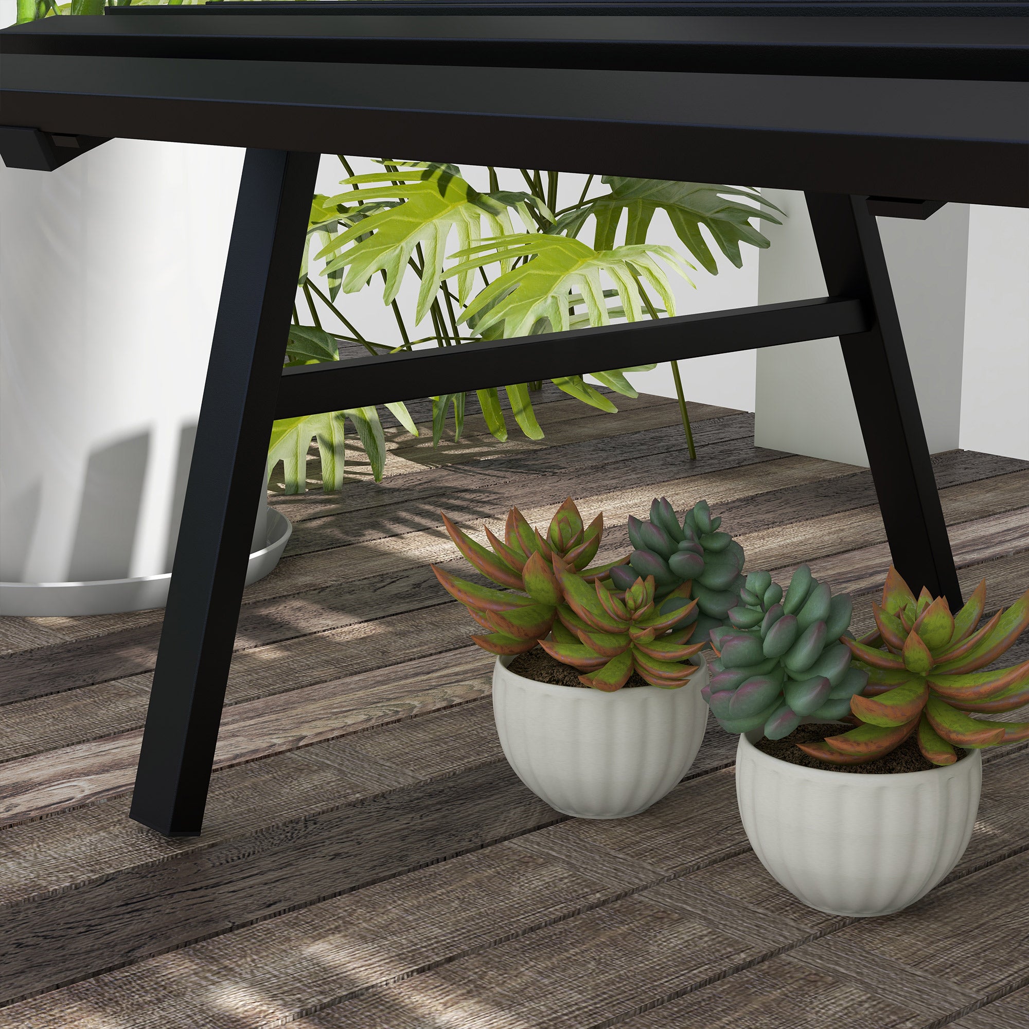 2-Seater Aluminum Garden Bench, Weatherproof Bench, UV-Resistant Garden Furniture with Louvre Design, Park Bench 240kg Load Capacity, Balcony Bench for Balcony Terrace, Garden, 123x67x79cm, Black