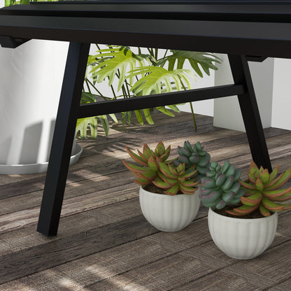 2-Seater Aluminum Garden Bench, Weatherproof Bench, UV-Resistant Garden Furniture with Louvre Design, Park Bench 240kg Load Capacity, Balcony Bench for Balcony Terrace, Garden, 123x67x79cm, Black